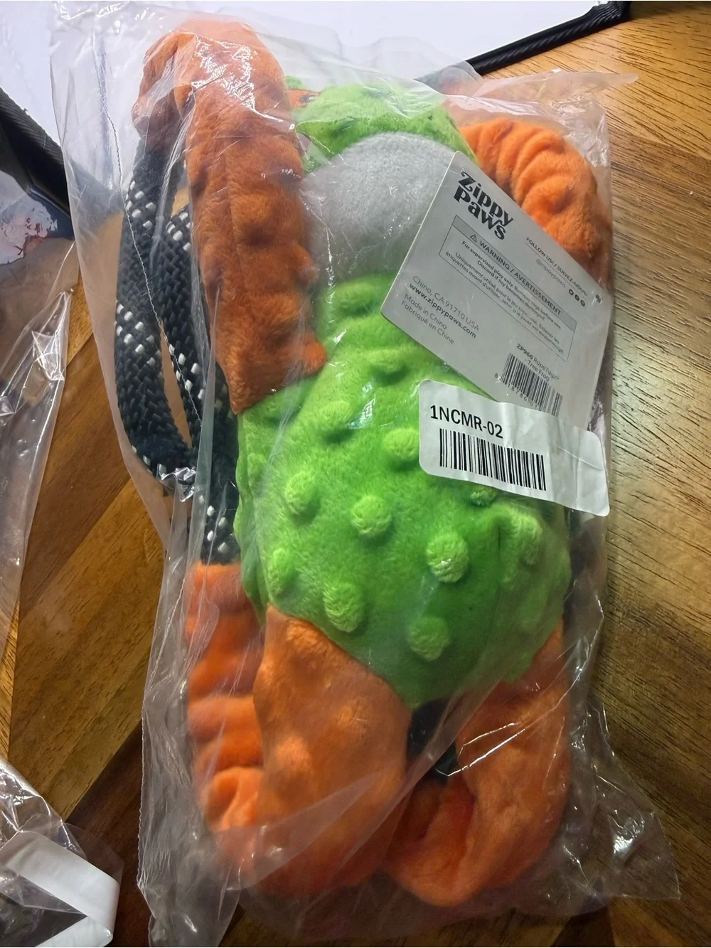 Zippy Paws RopeTugz Green Squeaker Dog Toy (Tree Frog) NWT